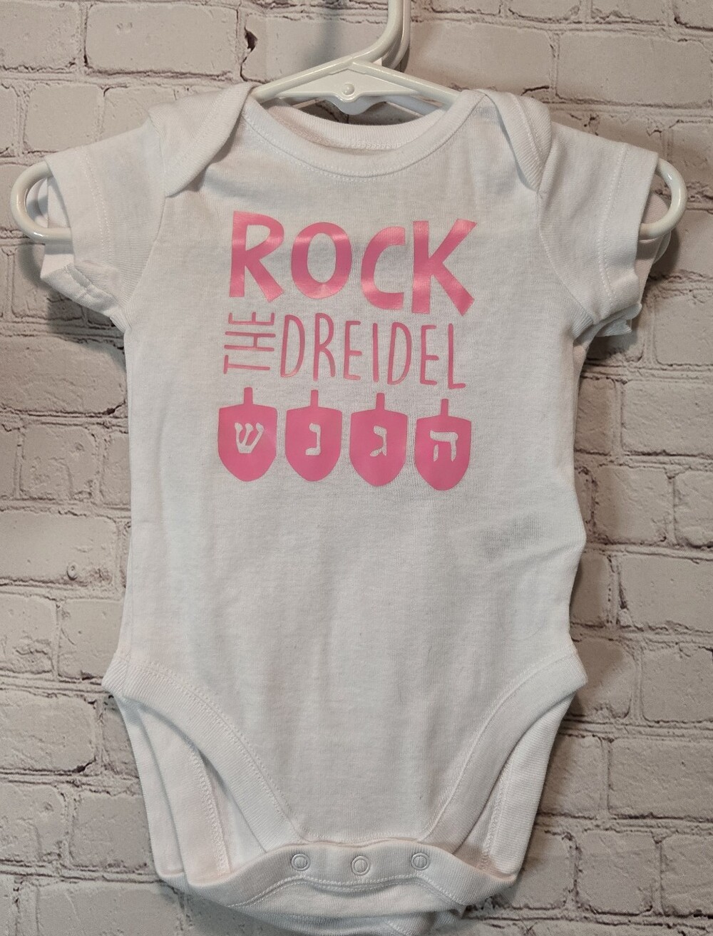 Rock the Dreidel Pink On White 0-3 months